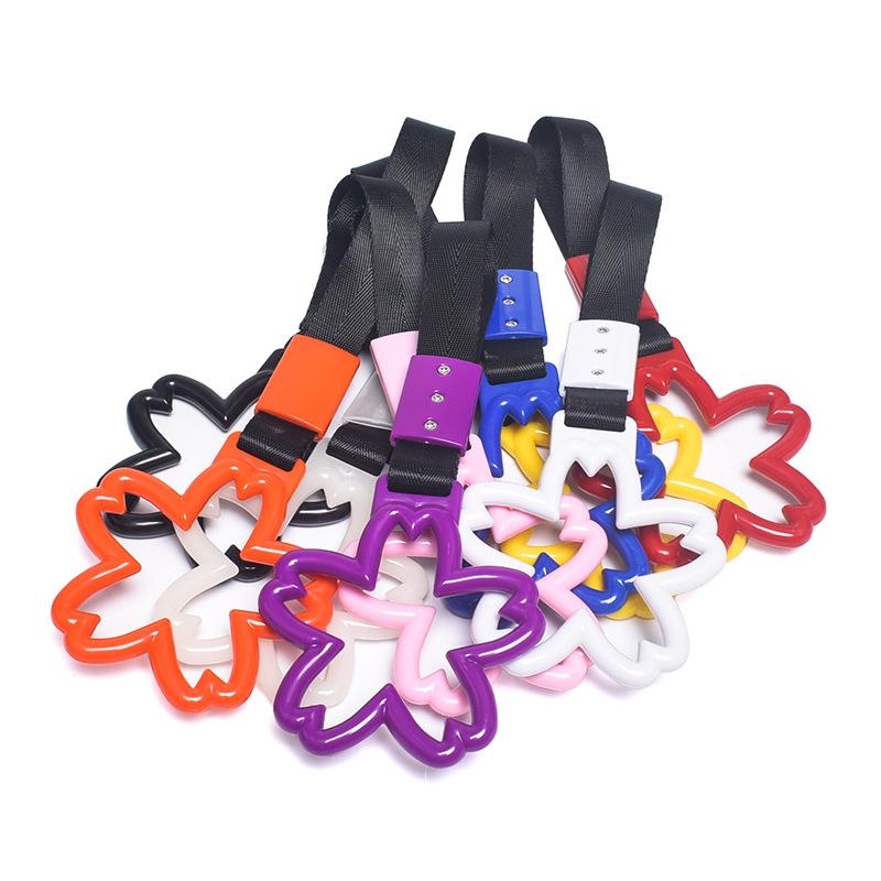 Car decoration pull ring cherry blossom circular inner handle suspension decoration night light modification tail pendant