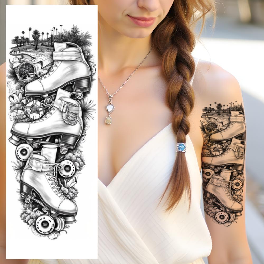 3pcs Temporary Tattoo Black And Grey Realism Skull Scorpion Spider For Thighs Adults Arms