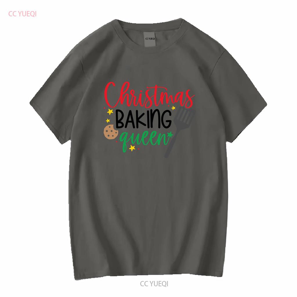 Christmas Baking Queen T Shirt Merry Funny Outfit For Her long or short sleeves vintage Washed Soft Stylish Casual Slightly