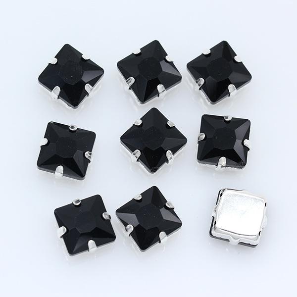 Strassuri Pătrate din Sticlă de Cristal cu Gheare Argintii, Artizanat Cusut pe Piatră, Accesorii Vestimentare, Rochie de Mireasă, Pantofi, Geantă, Garnitură DIY