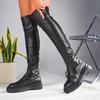 New Large-size Leather Over-knee Thick-soled Boots for Women's Round Head and Thin Large-size Women's Shoes