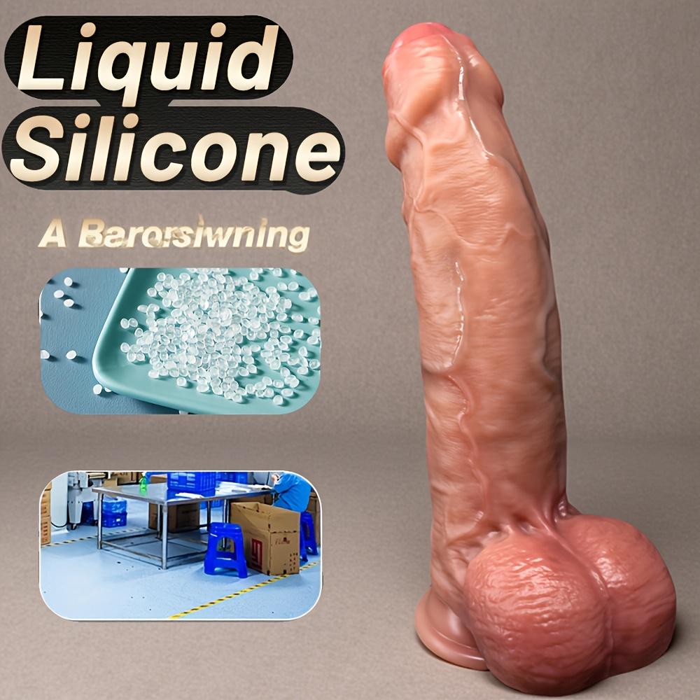 Dildo – 10.6 Inch Realistic Curved Penis, Soft Liquid Silicone, Thick Veined Texture, G-Spot Stimulator, Lifelike Big Dildo for Men & Women