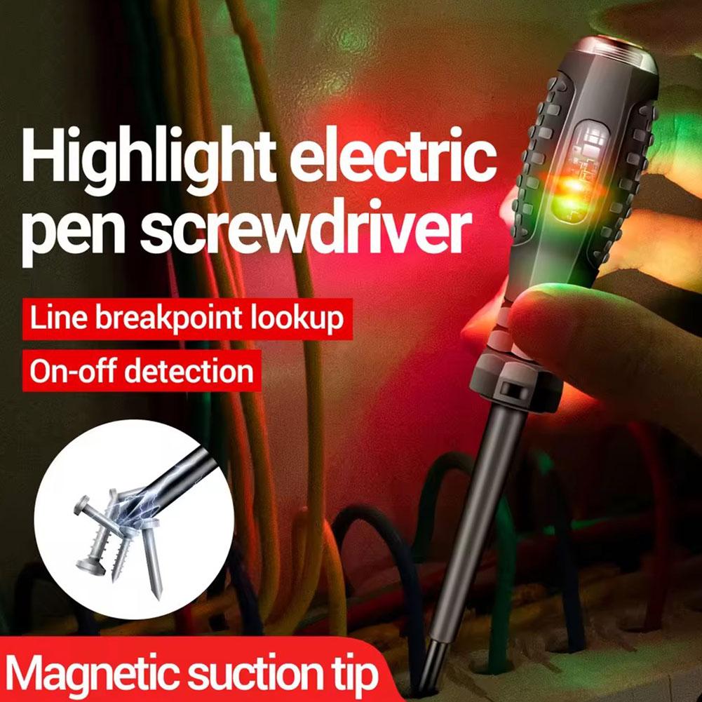 2pcs Slotted Phillips Electrician Screwdriver 12-220v Voltage Tester Pen Ac Dc Induction Insulated Electrical Test Pen Tool
