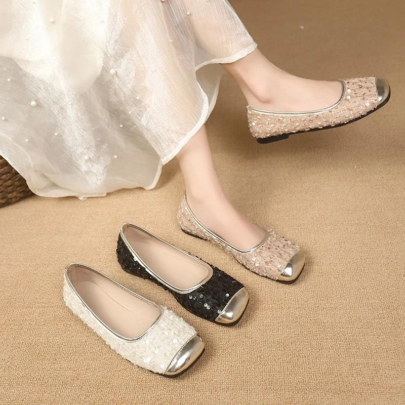 Fashion Female Bling New Footwear Slip On Women Flat Slides Shoes 2024 Fashion Butterfly-Knot Shallow Ladies Flats with Shoes