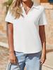 Womens V Neck Polo Shirt Short Sleeve Collared Casual Summer Top
