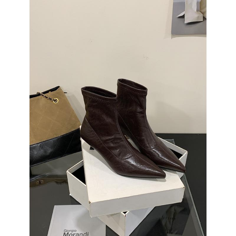 French Pointed Sleeve Thin Boots Temperament Thin Heel Fashion Boots 2025 Autumn and Winter New Women's Short Boots