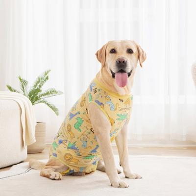 Cotton Dog Recovery Suit Animal Print Cartoon Dog Jumpsuit Sleeveless Design Breathable Anti-Lick Dog Romper Pet Care