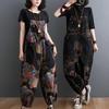 Women Printed Denim Dungarees Jumpsuit Baggy Jeans Trousers Pants Overalls Casual Loose Vintage Plus Size