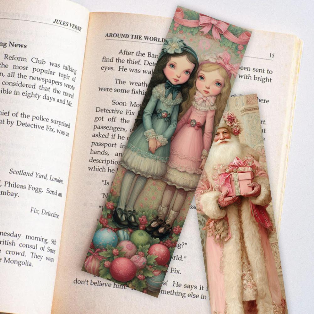 32 Stück, Rosa Weihnachtslesezeichen, Schulanfangszeit, Weihnachten, Halloween, Geeignet für Lehrer, Leser und Geburtstagsgeschenke.