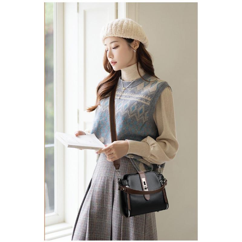 Hochwertige Bucket Bag Dreilagige praktische Tasche Umhängetasche Damen Arbeit Senior Ausländischer Stil Damentasche Einzelne Schulter Weiches Leder Muttertasche