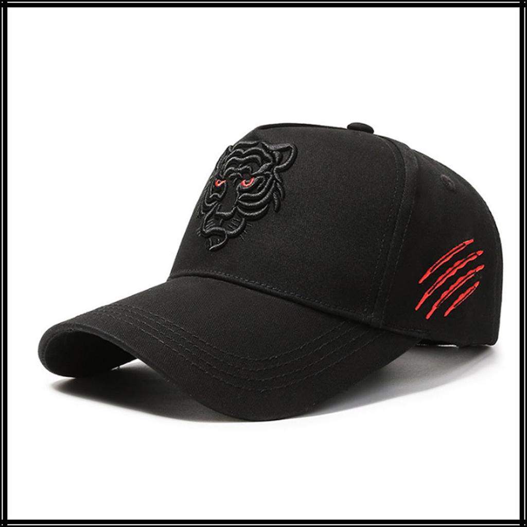 Baseball Hat Tiger Brim Unique Animal Cap Stylish Fashionable Cool CZ009 [White Fang] Men's (Black)