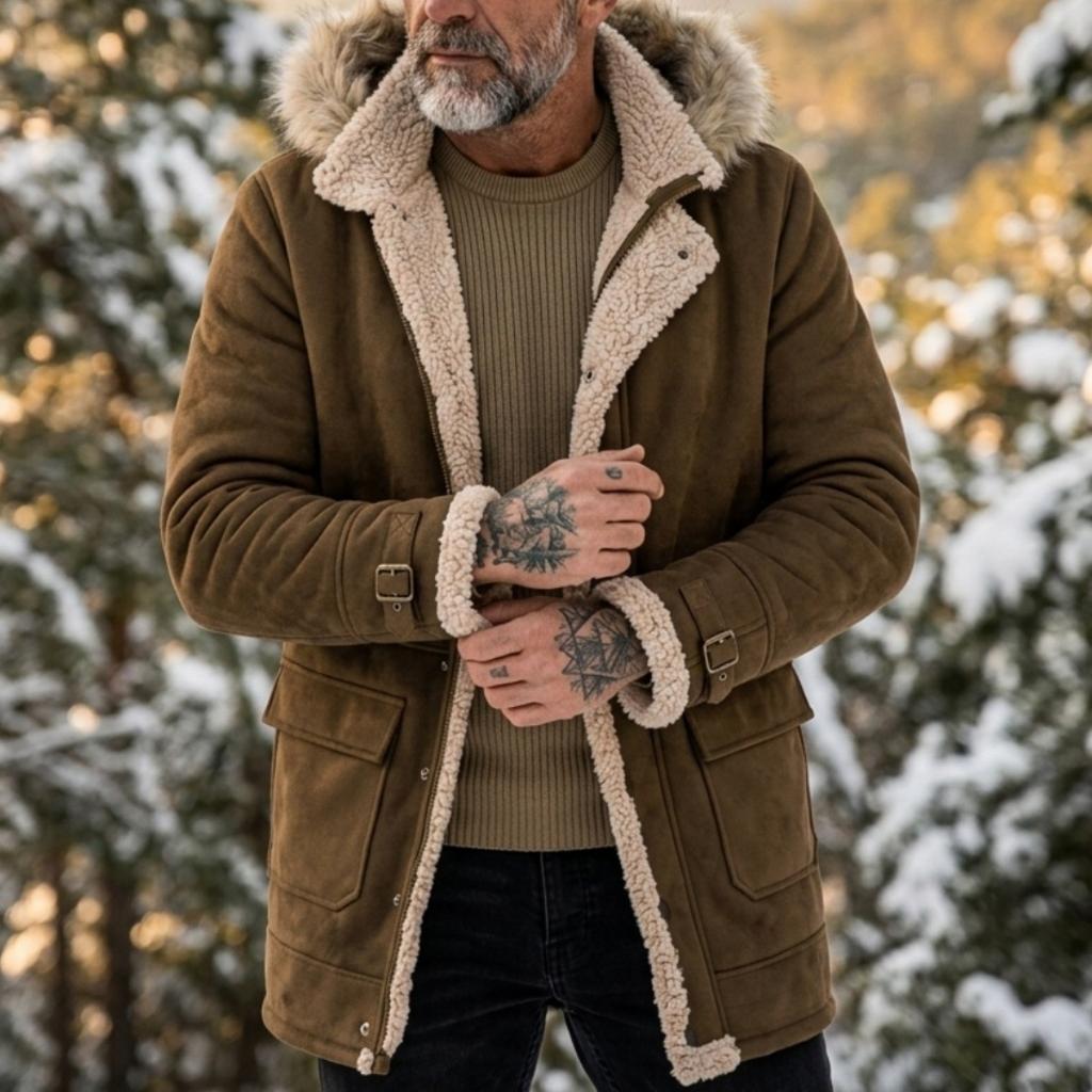 Men's Winter Thickened Fleece Lined Hooded Parka Jacket with Fur Collar S-5XL New Outdoor Hiking Warm Coat
