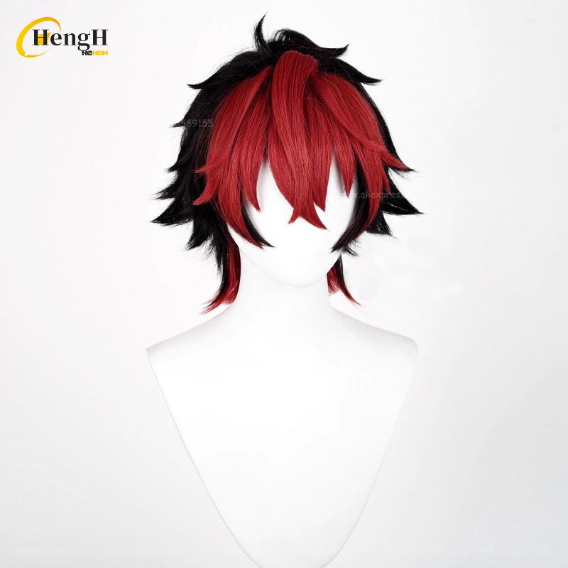Disponibile Gioco Komano Manato Corto 32m Nero Rosso Colore Misto Cosplay Anime Parrucca Sintetica Resistente al Calore Feste di Halloween Parrucche