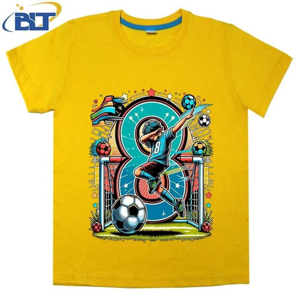 Summer New 8-year Old Short Sleeve Summer T-shirt Full of Personality Dab Gesture Football Fans Gift Children's Sports T-sh