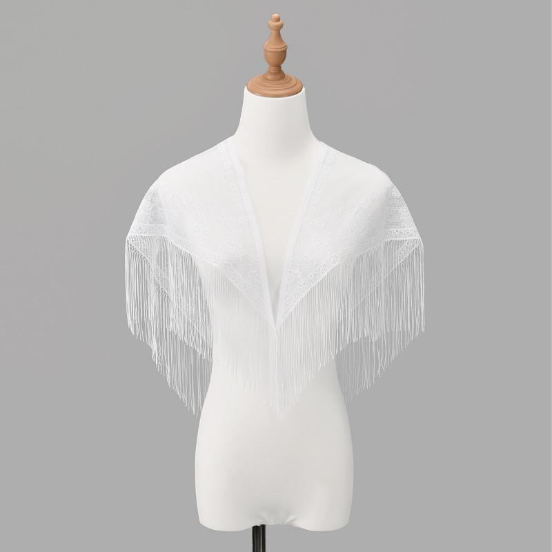 Hot-selling new lace flower mesh frame triangle scarf fringed shawl women's fashion hollow scarf
