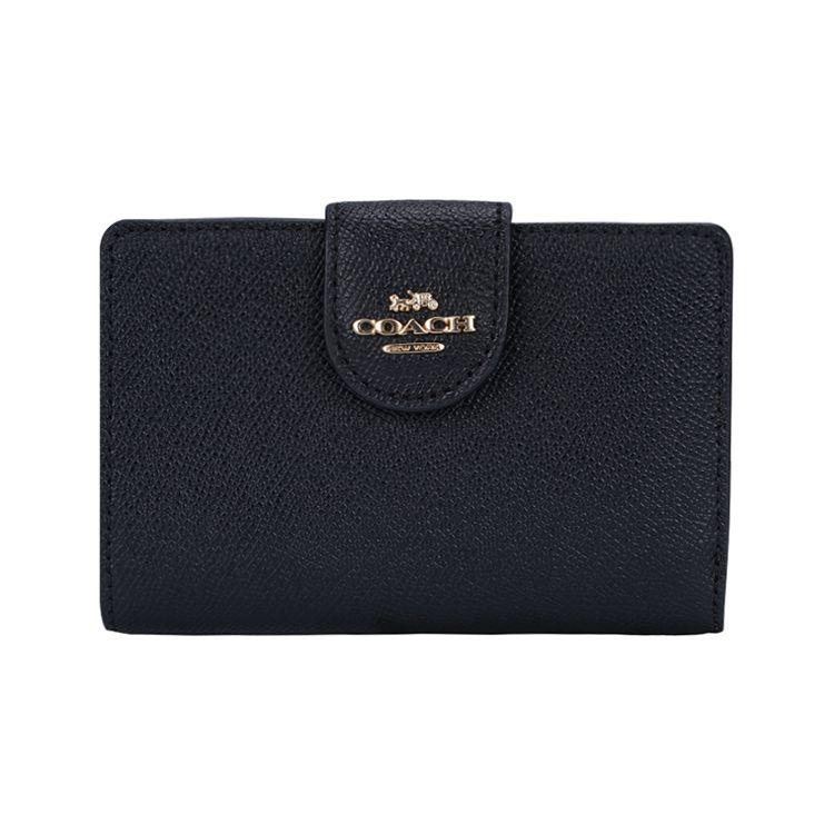 

Coach Corner Zip 13 Snap Storage Leather Card Holder Wallet Medium Women wallet Black 6390-IMBLK Basic Set (Bag+Dust Bag)