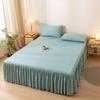 Korean Skin-Friendly Bed Skirt: Brushed Solid Color, Four Seasons, Anti-Pill, Fade & Shrink Resistant