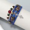Adjustable Leather Beaded Bracelet Stylish and Comfortable Cuff Bangles Multi-Layer Bracelets Cuff Bangle Jewelry Gift