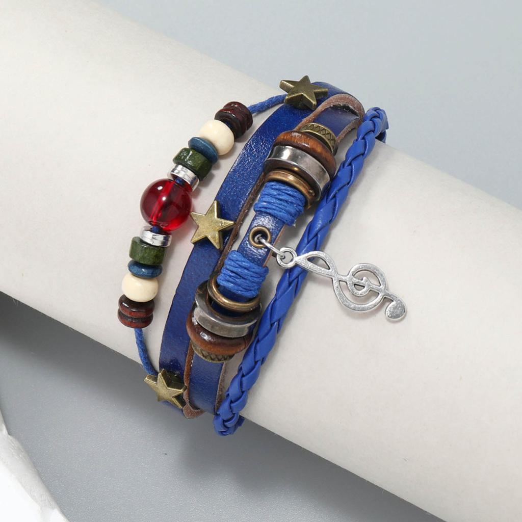 Adjustable Leather Beaded Bracelet Stylish and Comfortable Cuff Bangles Multi-Layer Bracelets Cuff Bangle Jewelry Gift