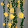 Artificial Rose Flower Vine LED String Light Battery Powered Fairy Lights Artificial Garland For Room Valentine's Day Decoration