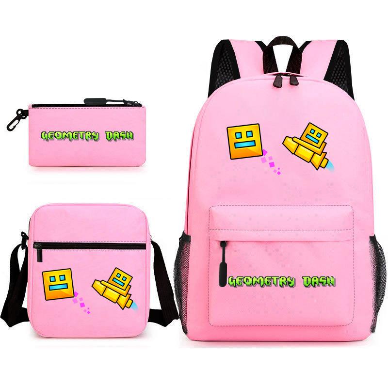 Geometry Sprint Game Backpack Geometry Dash Heat Transfer Backpack Elementary School Bag Leisure Bag