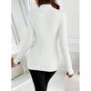 Solid Color Mock Neck Fleece Sweater, Elegant Long Sleeve Thermal Pullover Sweater, Women's Clothing