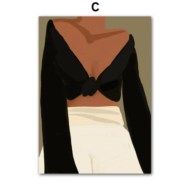 Abstrakte Minimalistische Mode Sexy Mädchen Kaffee Blume Wand Kunst Leinwand Malerei Linie Poster Und Druck Wohnzimmer Hause Dekoration