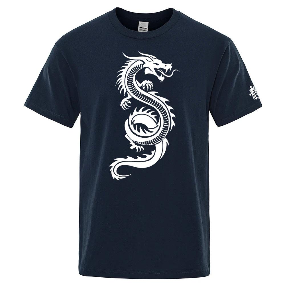 2025 Unisexs Summer Comfortable Tshirt Chinese Dragon Printing Casual Breathable Ordinary Short Sleeve Round Neck Top