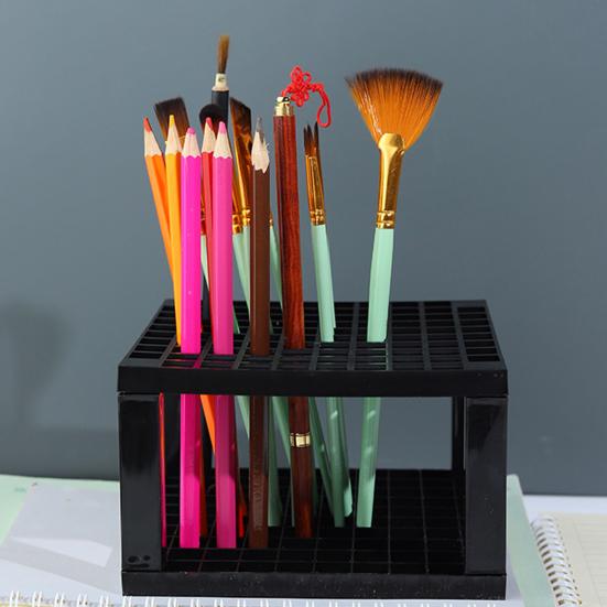 96 Slots Pen Holder Detachable Plastic Brush Holder Multi-functional Desktop Storage Organizer for Drawing Tools Pencils Office Supplies