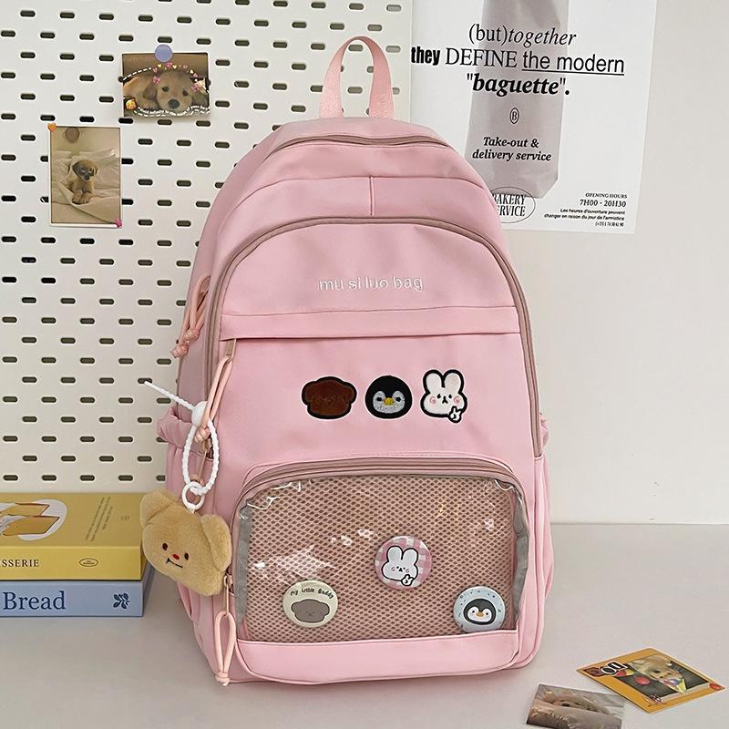 Schoolbag Campus School Bag Female College Student Cute Pain Bag ins Wind Junior High School Student Transparent Backpack High School Large
