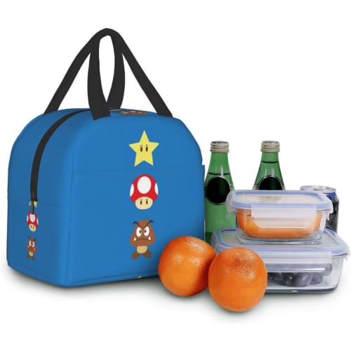 Asamike Lunch Bag, Insulated Lunch Bag, Cute Super Mario Design, Stylish Large Capacity Lunch Box, Insulated Lunch Bag with Pockets, Food Storage, Ins