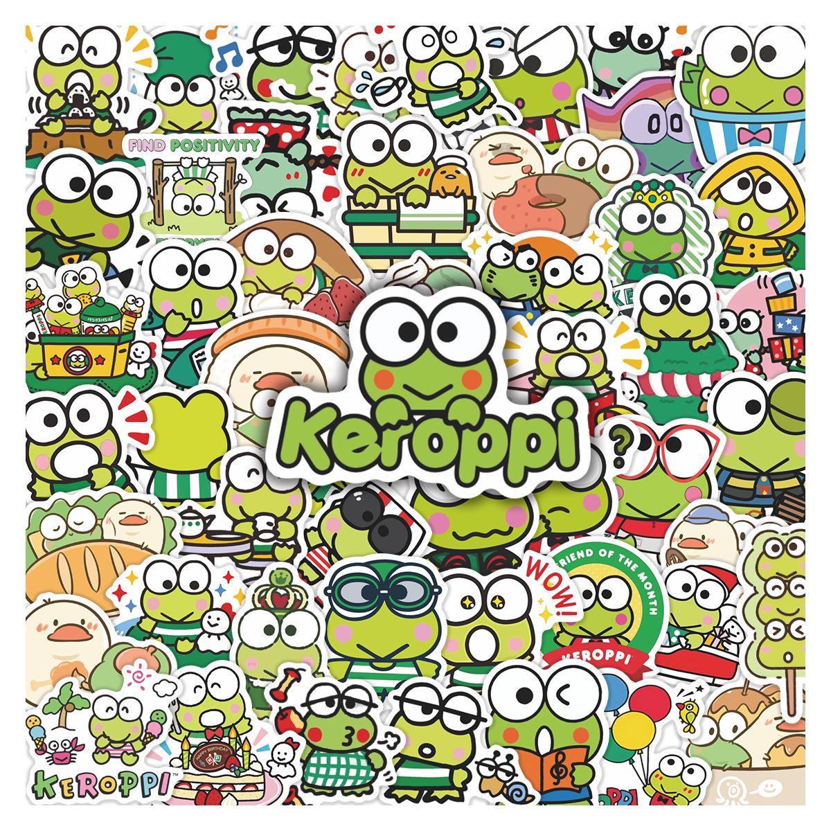 52 Cute Cartoon Big-Eyed Frog Stickers: Fun Creative Children s DIY Laptop Decoration. No