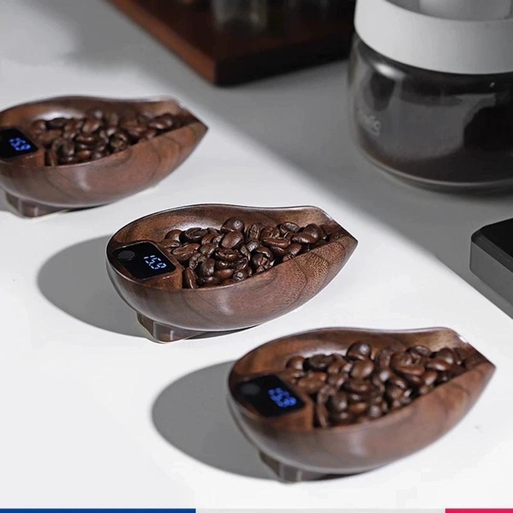 Dřevěná váha na čaj, Váha na kávu Espresso, Digitální váha na kávu s časovačem, Rozlišení 0,1 g 0,01 oz 0,3 až 200 g Nabíjecí E