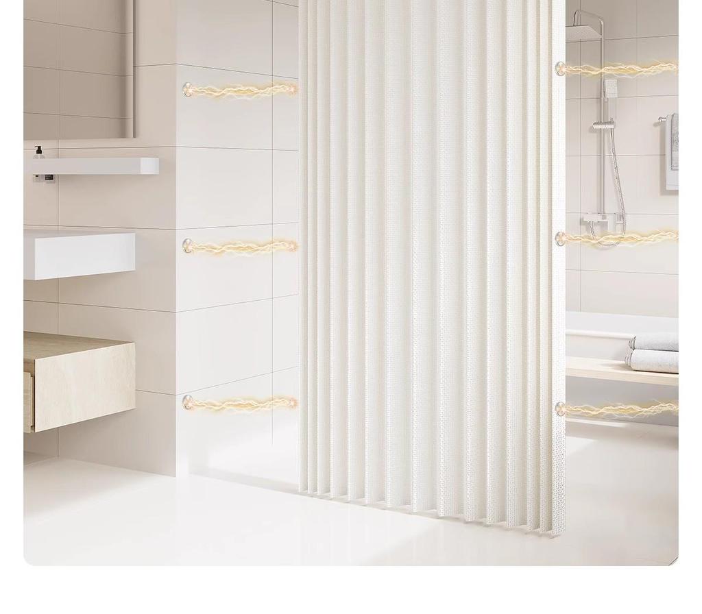 Luxury Bedroom and Bathroom Faux Linen Curtain: Waterproof, Mildew-Proof, Dry/Wet Separation for Shower or Kitchen Partition.