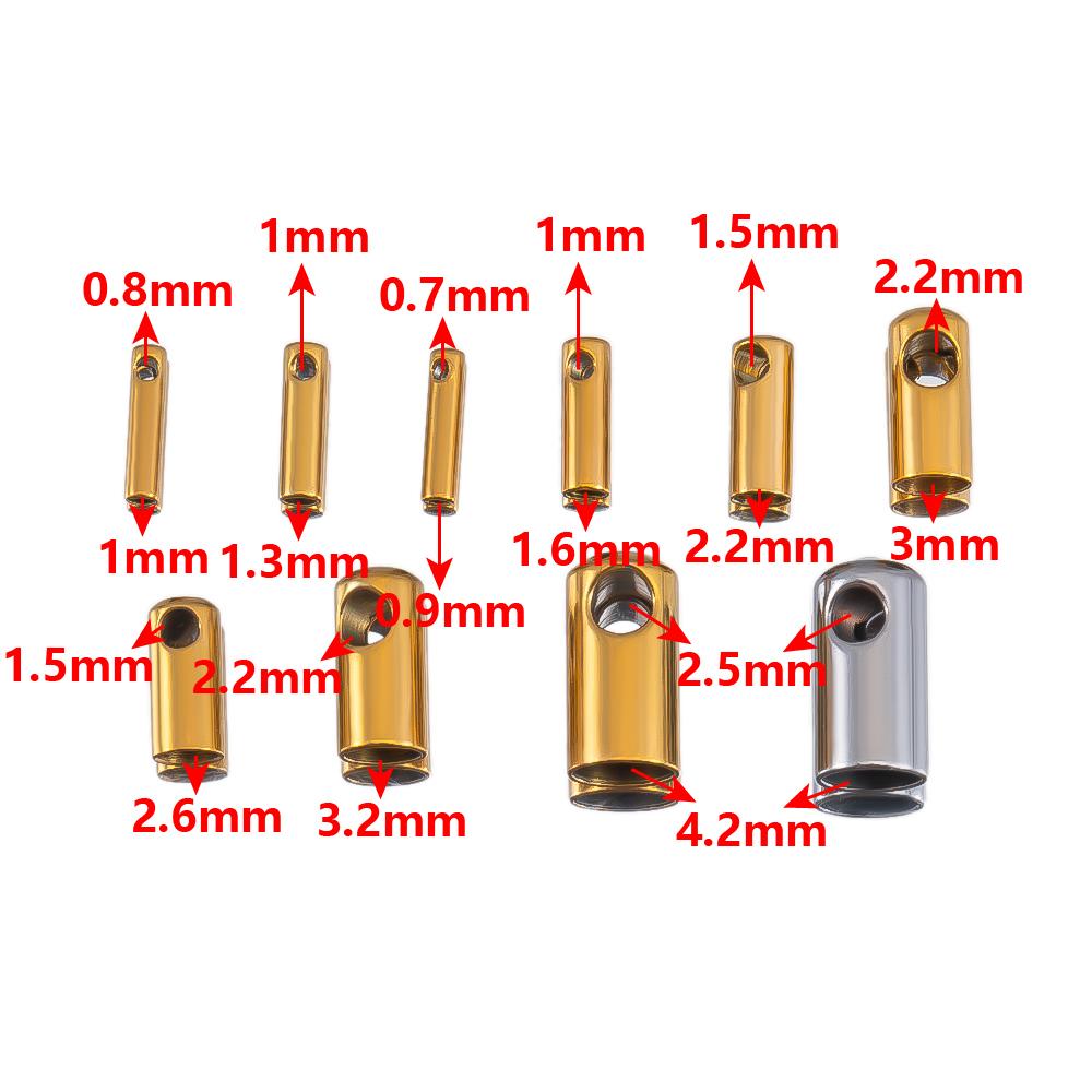 20pcs Stainless Steel Column End Tip Cap Crimp Clasps For DIY End Bead Caps Connector Necklace Leather Cord Jewelry Accessories