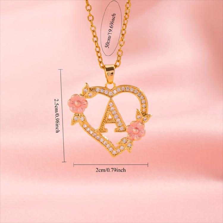 Zierliches Messing Initialen-Halskette Mit Floralem Herz-Ausschnitt Design Verstellbare Kette Leichter Romantik Schmuck