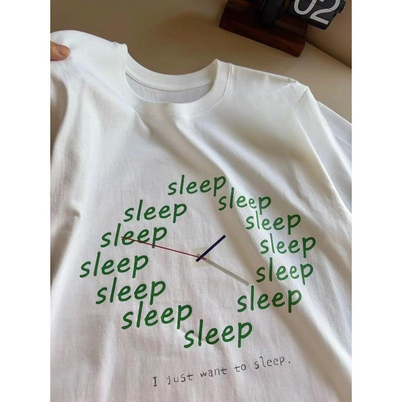 I Just Want To Sleep Summer Fun Time Trend Men's and Women's T-Shirt Personality Trend Loose Casual Short Sleeve Top