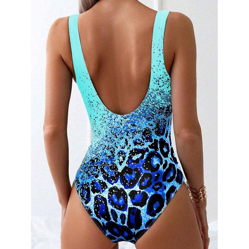New Sexy Printed Bikini Tie Dye Leopard Print Backless Sports Swimsuit Women's One-piece Bikini Set