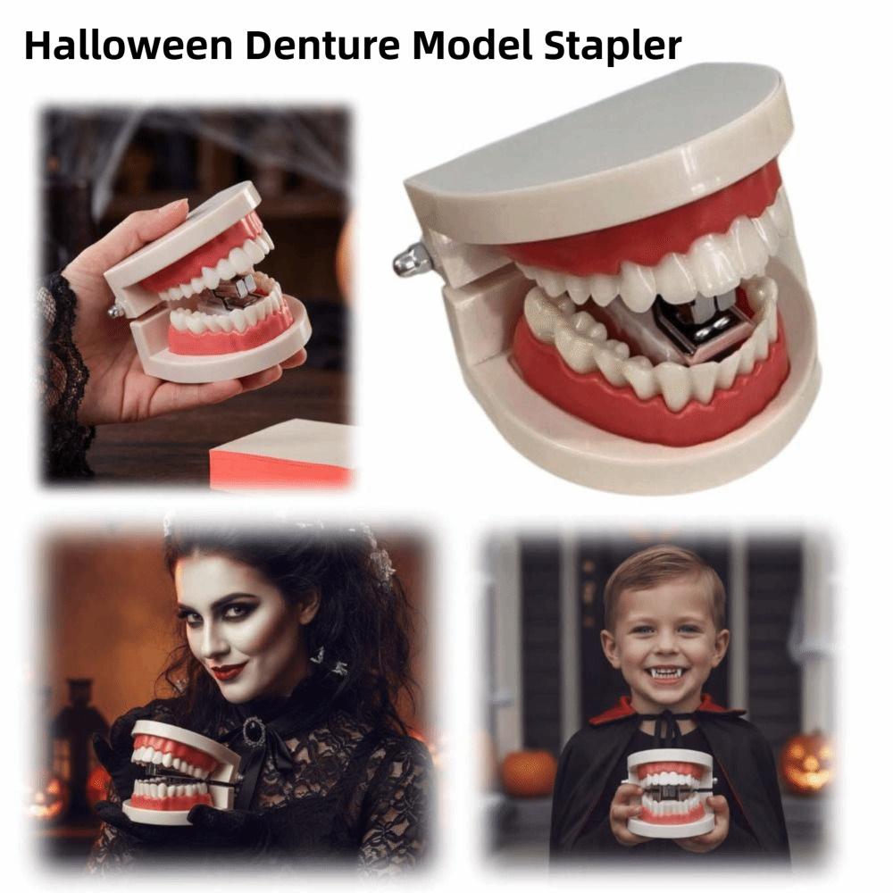 Creative Denture Model Stapler Funny Portable Halloween Prank Props Novelty Mini Halloween Desktop Decoration