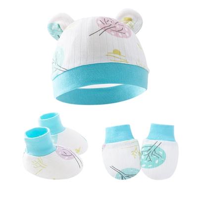 Print Hat Gloves Socks Newborn Giftbox Set Baby Muslin Beanie Socks No-scratch Gloves Non-fluorescent Cap Baby Product