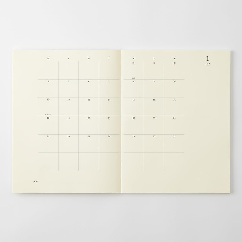 Midori MD PRODUCT MD Notebook 2027 A4 Modified Slim 22490006 December Diary, Edition, Size, Monthly, Design, (Starts 2026)