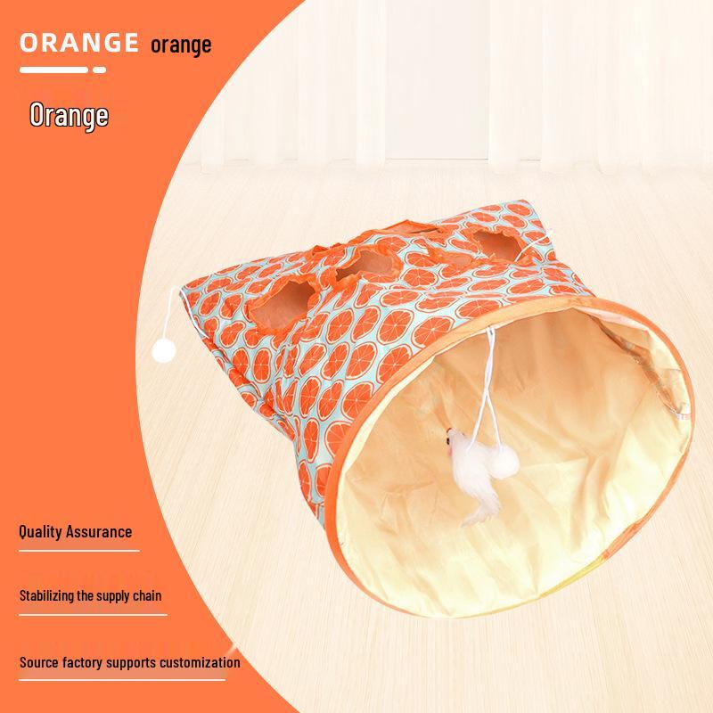 Foldable Crinkle Paper Cat Tunnel Toy - Self-Play & Teasing Activity for Cats