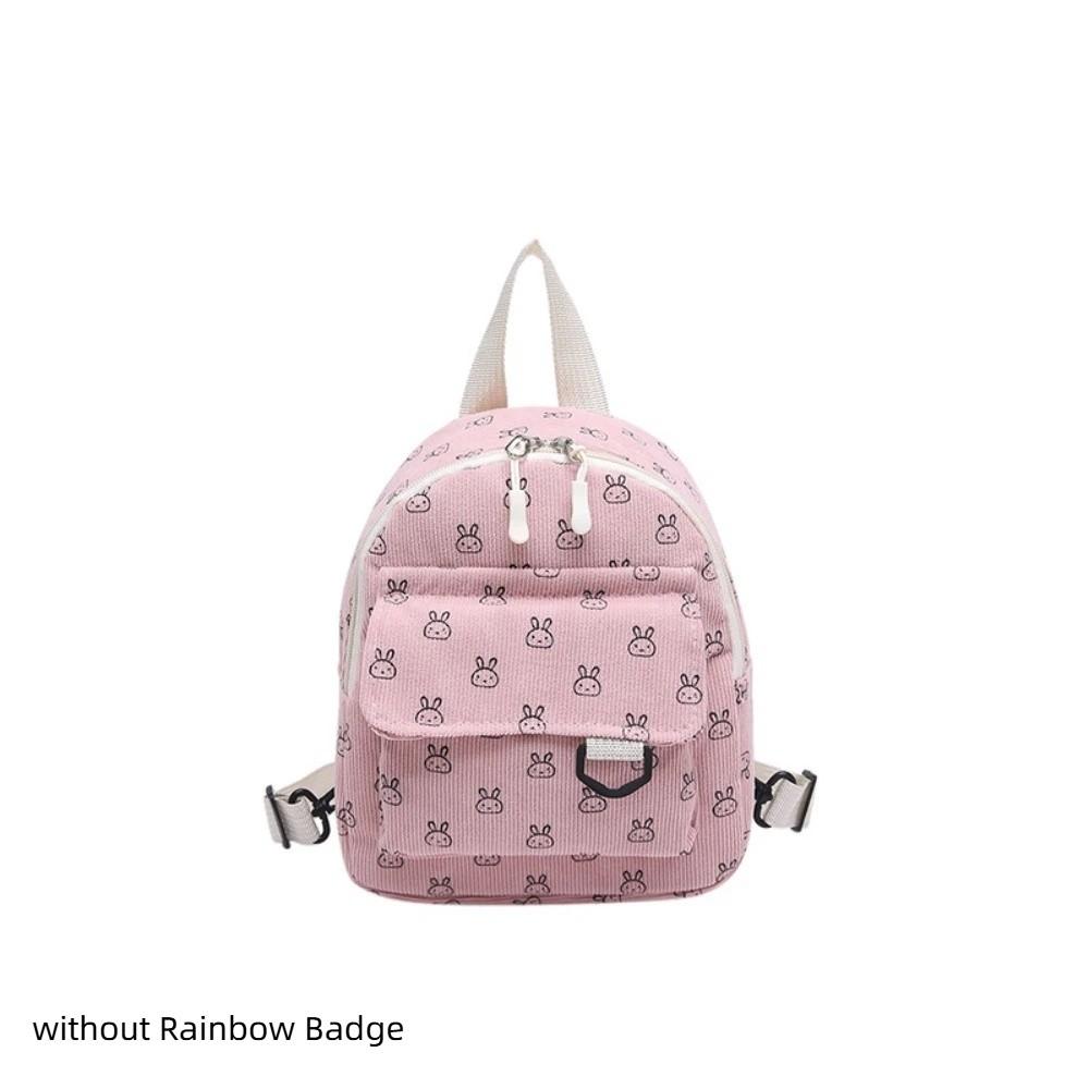 Fashion Cartoon Printed Mini Backpack Adjustable Shoulder Strap Corduroy Small Schoolbag Zipper Women's Backpack Women