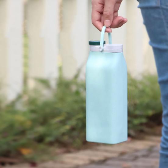 600ML Collapsible Water Bottle Food Grade BPA Free Leak-Proof Silicone Sports Portable Drinking Cup Tumbler Jug Camping Supplies
