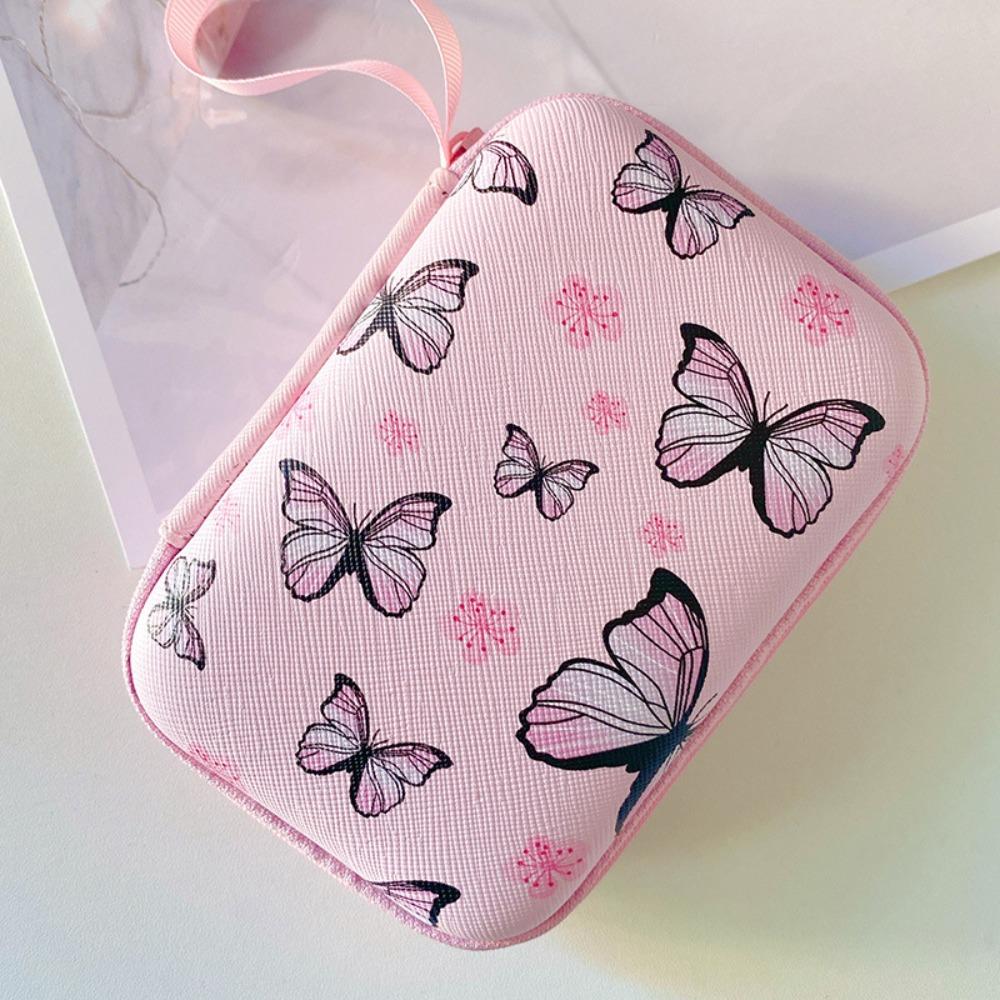 Cartoon Print Data Cable Storage Box Hard Shell Coin Purse Portable Charger Protective Cover