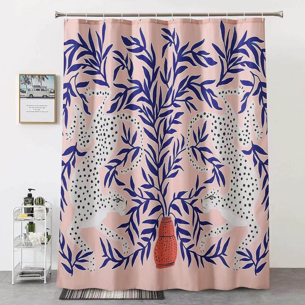 William Morris Shower Curtain,Green Shower Curtain Set For Bathroom Heavy Weight Fabric Decorative Bath Curtain Washable Curtain