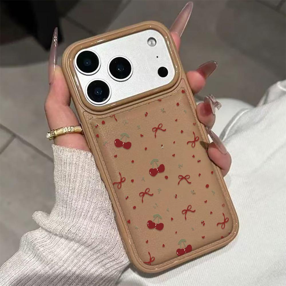 Bow Cherry Phone Case For IPhone 17 17Air 16 15 Case For IPhone 11 13 12 14 Pro Max 16 15 14 Plus Cover Case Funda 17 17Air