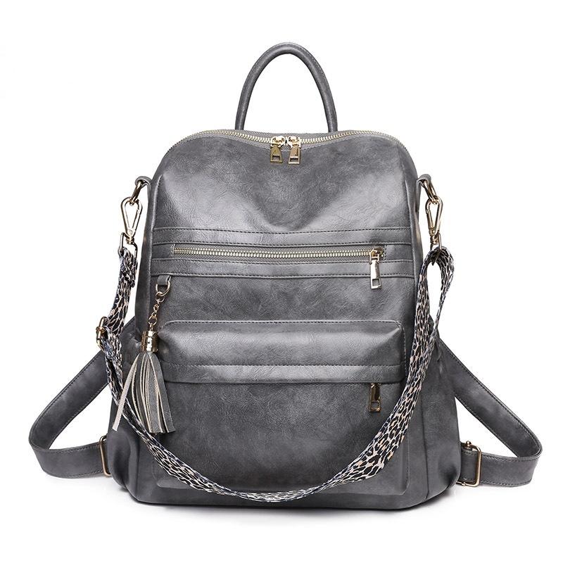 Women High Quality Leather Backpacks Vintage Female Shoulder Bag Tassel Travel School Bags For Girls Schoolbag Removable Strap