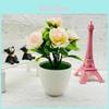 Rose Blossom Miniature Plant With Artificial Silk Flowers For Home Decor And Office Display