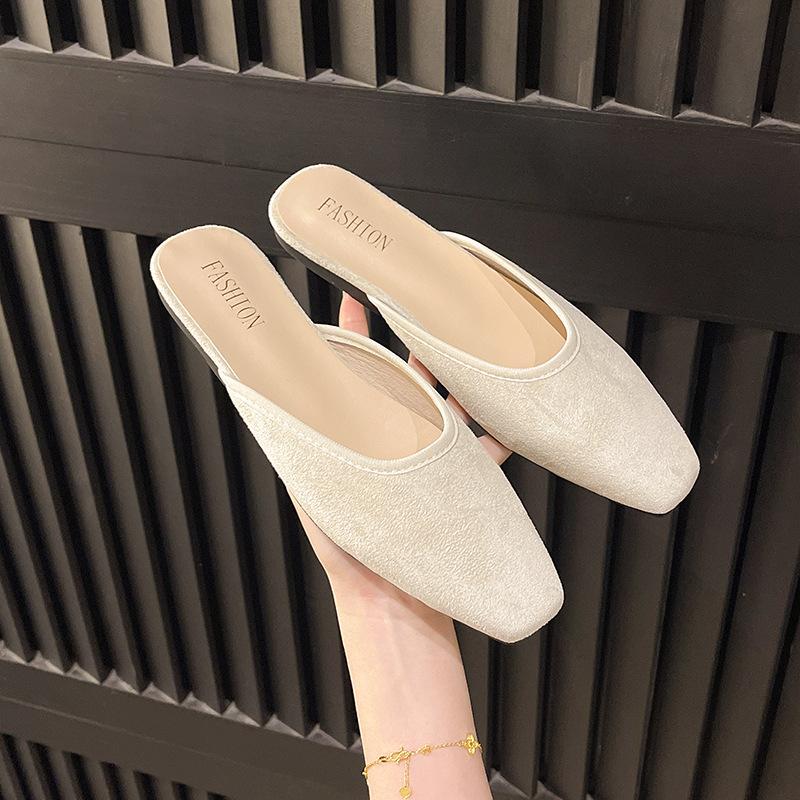 

2025 новый нишевый баотоу драг женская мода универсальные сандалии на плоской подошве с квадратным носком, повседневная летняя темпераментная верхняя одежда 40